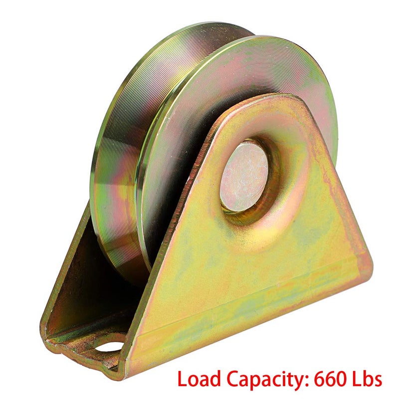 Skelang 2 Pcs 3" Sliding Gate Wheels, V Groove Caster, Heavy Duty Rigid Caster with Bracket for V Track Rail, Rolling Driveway Gate, Industrial Machine, Heavy Door, Total Loading Capacity 1300 Lbs - Image 3